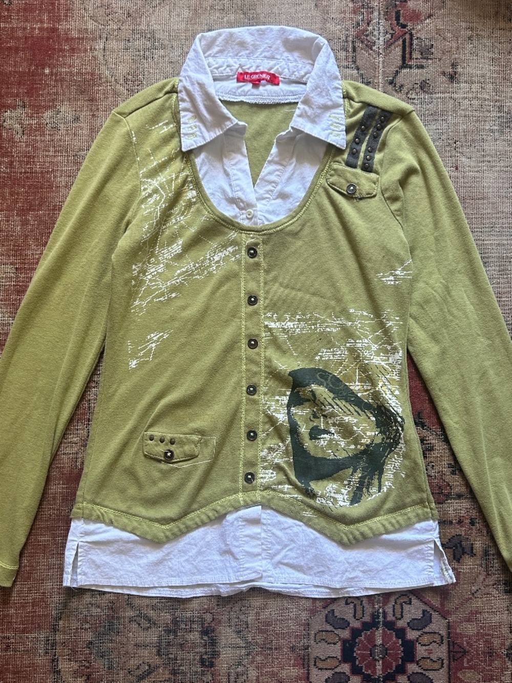 Vintage Y2K Green Graphic Long Sleeve